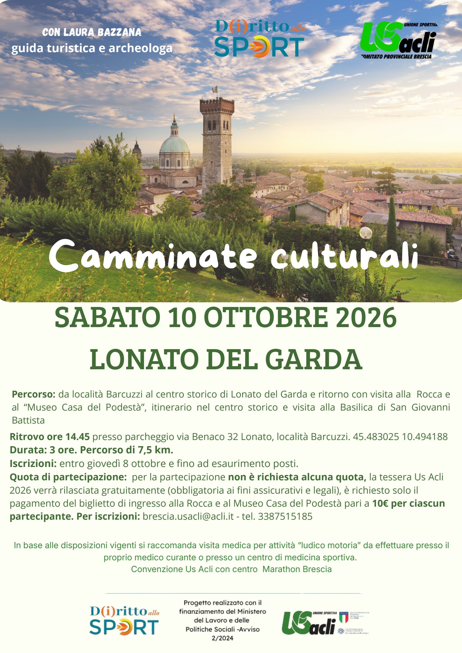 Locandina: Camminate culturali: Lonato del Garda tra Rocca, Museo e Basilica