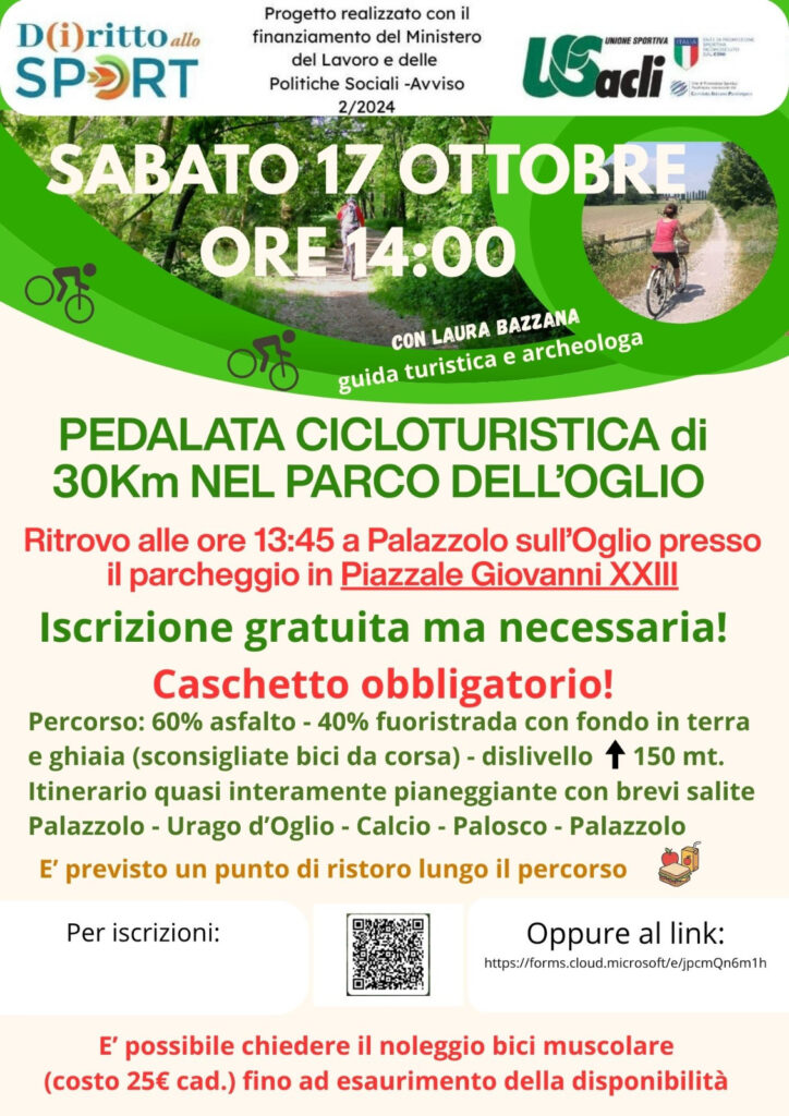 Locandina: In bicicletta nel Parco dell'Oglio: pedalata cicloturistica di 30 km