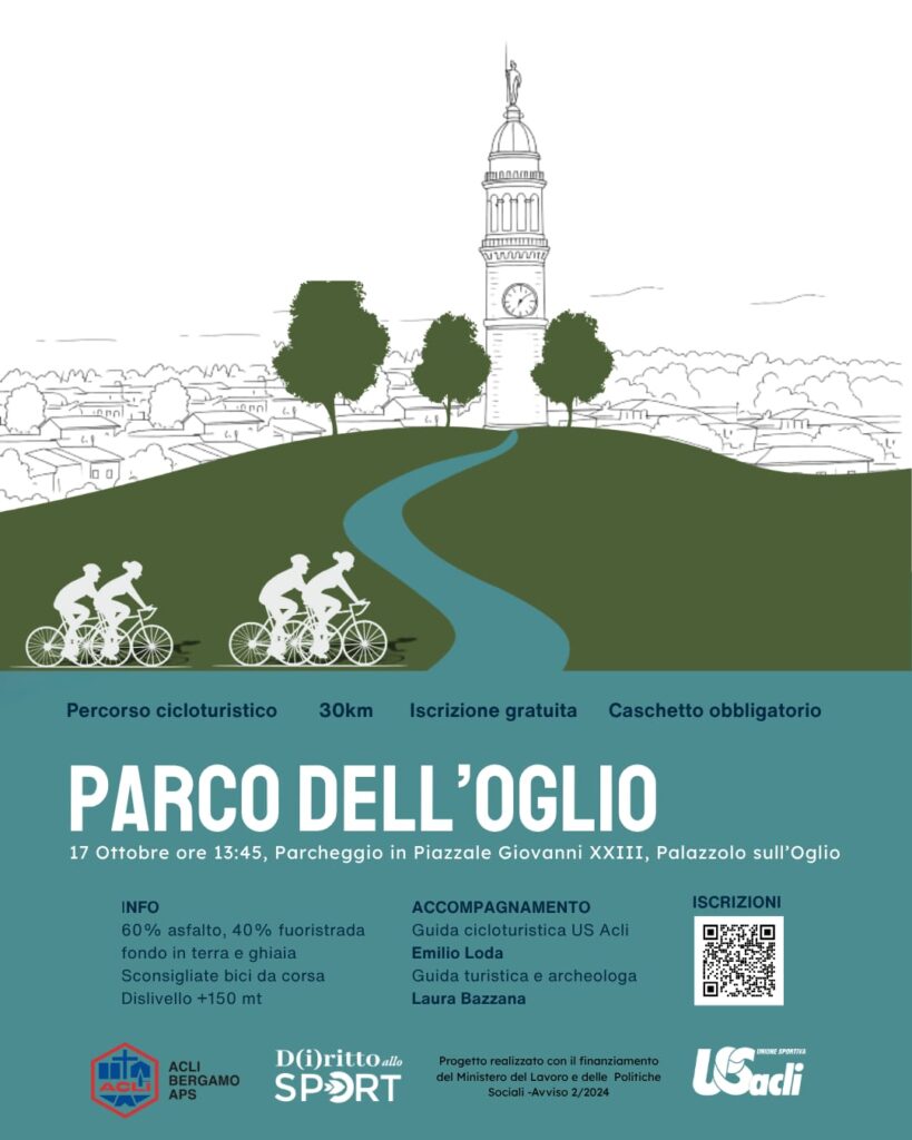 Locandina ACLI Bergamo: In bicicletta nel Parco dell'Oglio: pedalata cicloturistica di 30 km