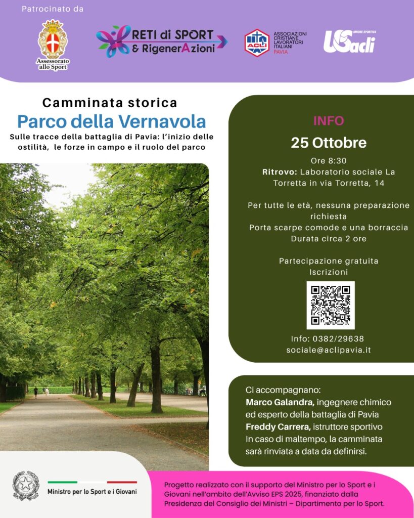 Locandina: Parco della Vernavola: camminata storica sulle tracce della battaglia di Pavia