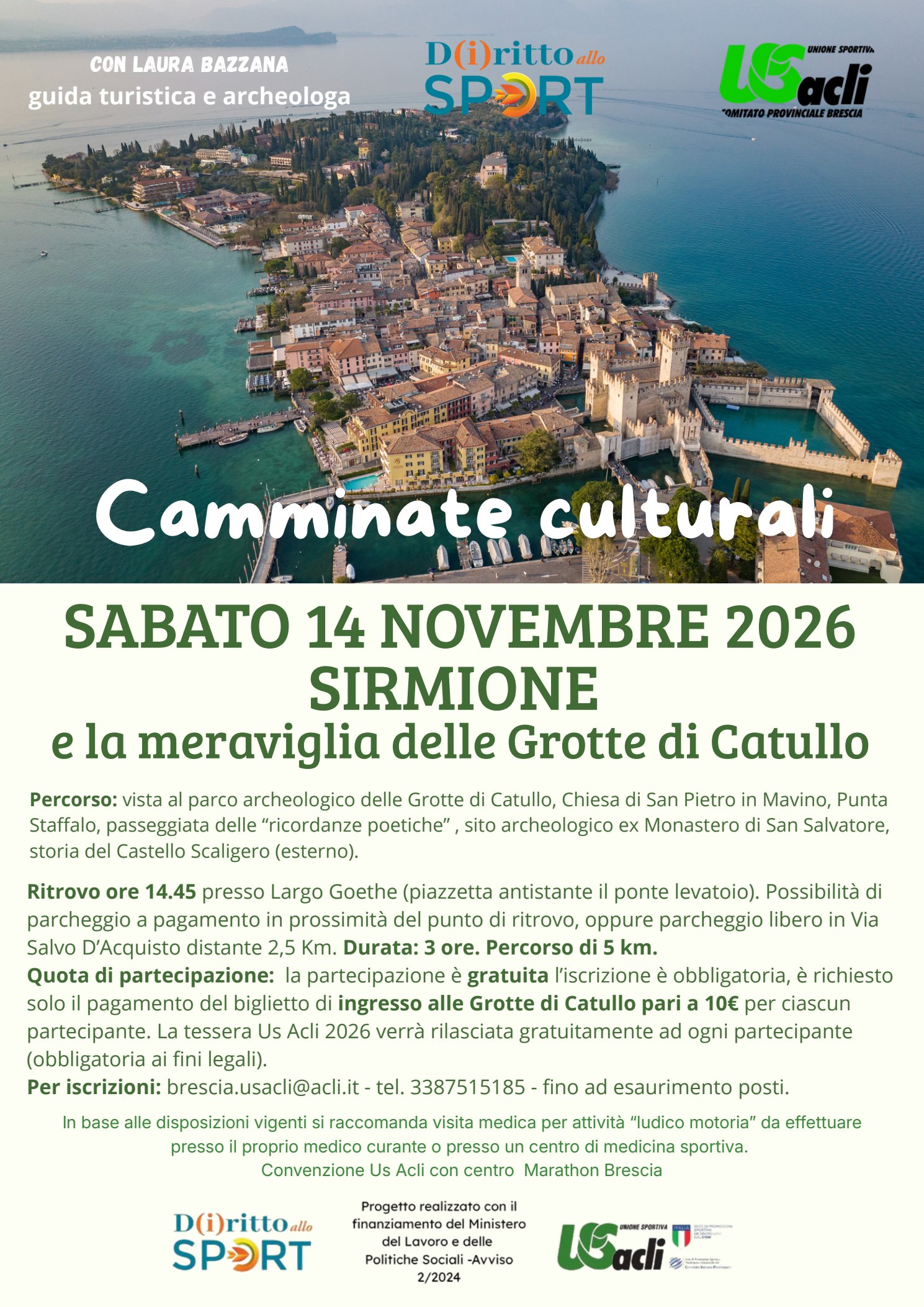 Locandina: Camminate culturali: Sirmione e la meraviglia delle Grotte di Catullo